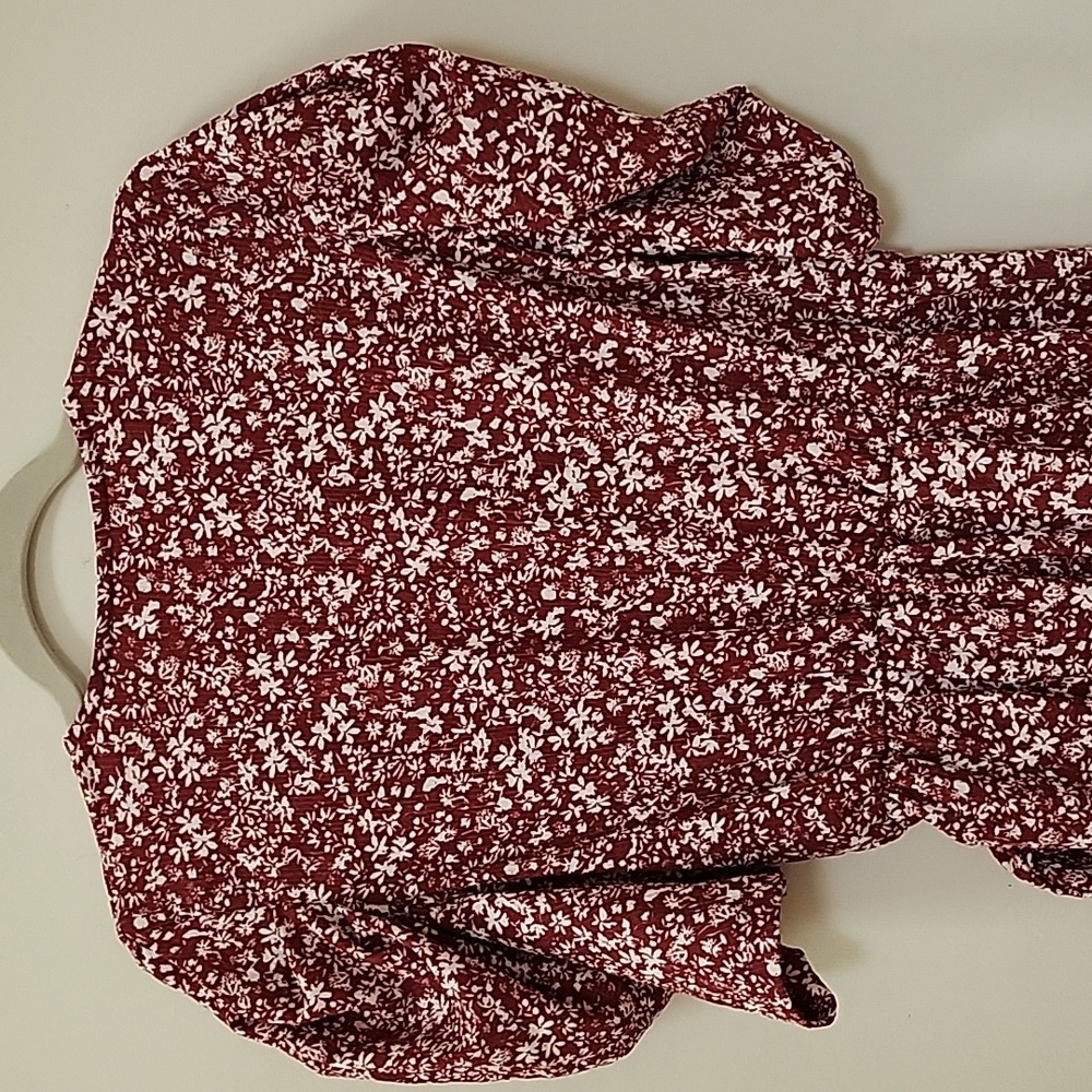 Mango Romantic Floral Wrap Dress Printed Dress with Puff Sleeves Size 4 - Picture 15 of 16